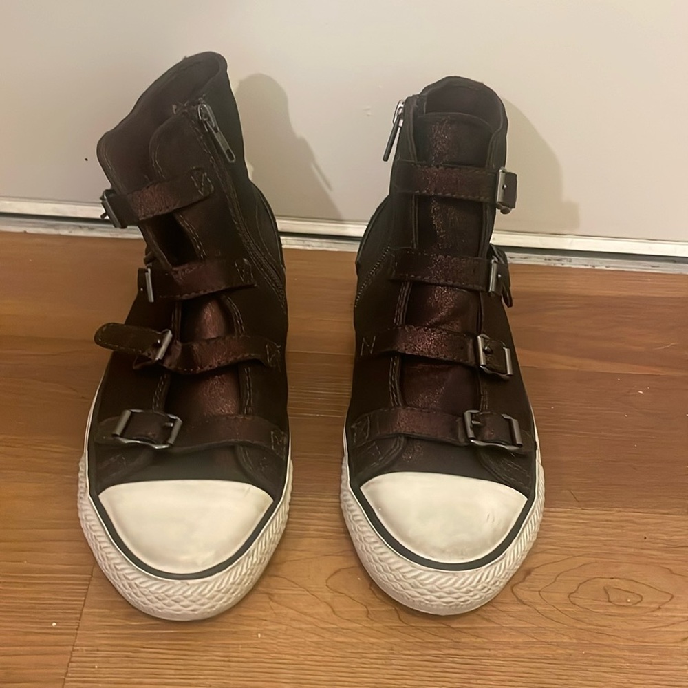 Metallic high top sneakers, worn once!